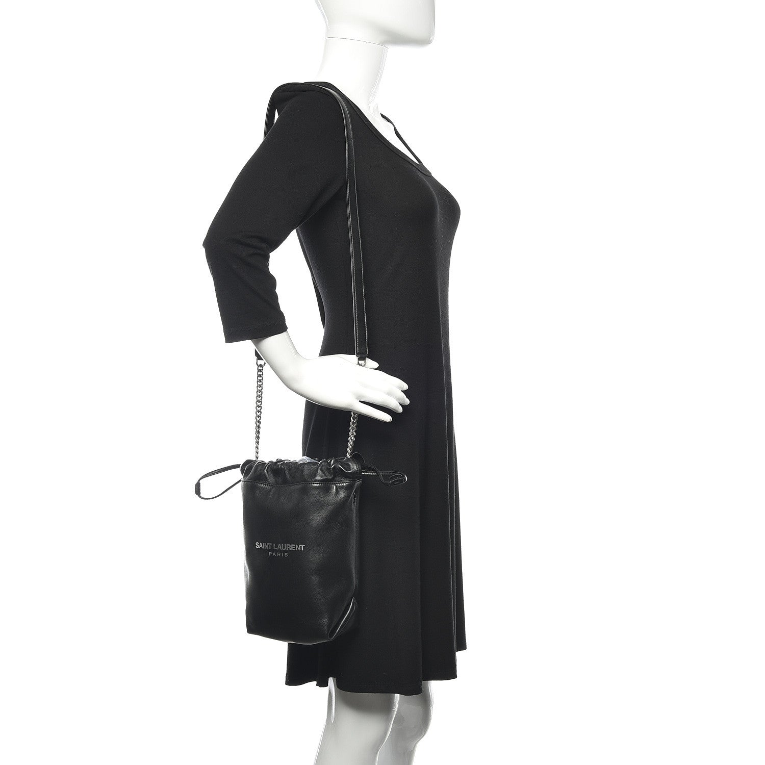 Saint Laurent Lambskin Small Teddy Bucket Bag Black 2 of 11