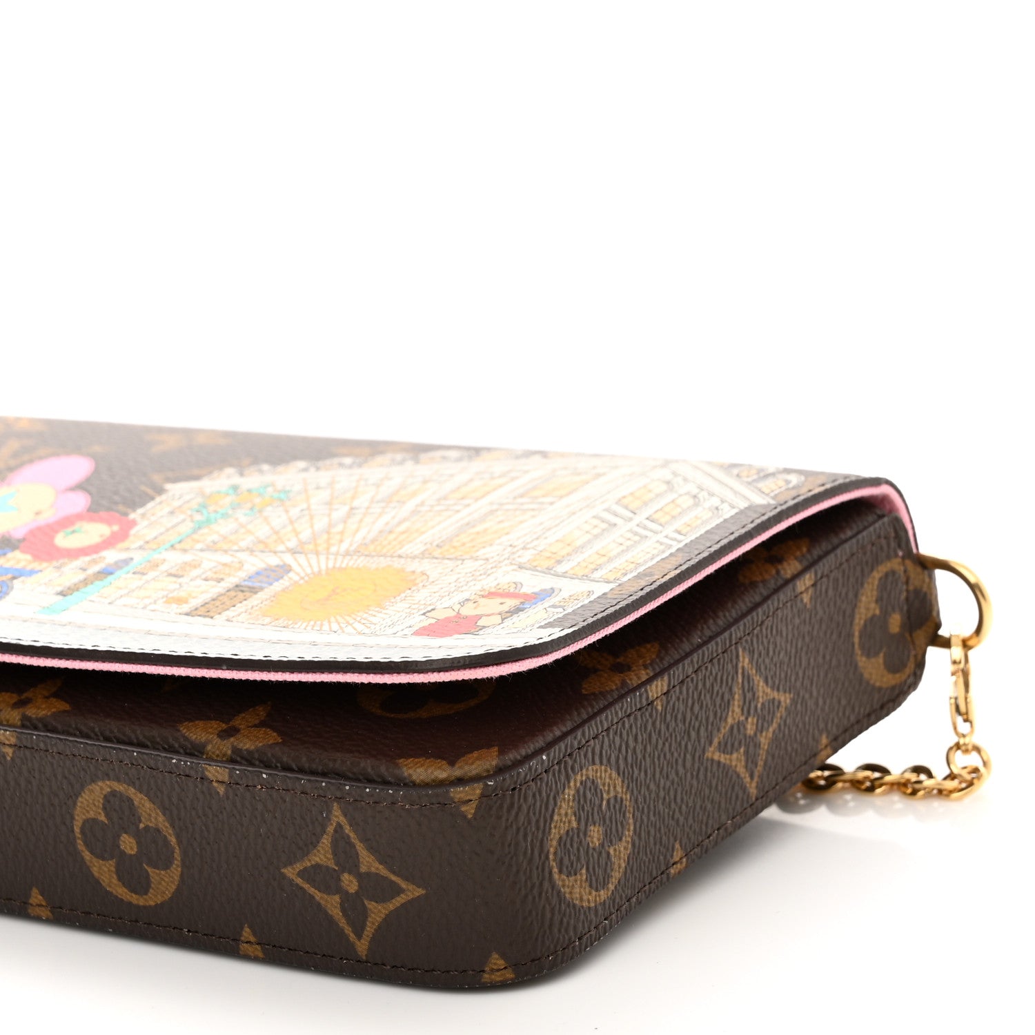 Louis Vuitton Monogram 2022 Christmas Animation Paris Pochette Felicie Chain Wallet Pink 10 of 11
