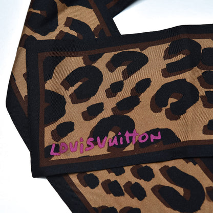 Louis Vuitton Silk Leopard Bandeau Scarf Marron 7 of 8