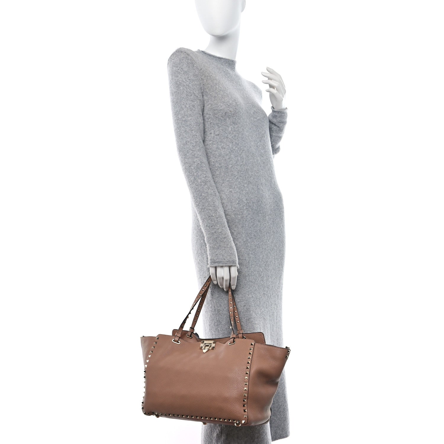 Valentino Garavani Pebbled Calfskin Medium Rockstud Tote Skin Sorbet 2 of 12
