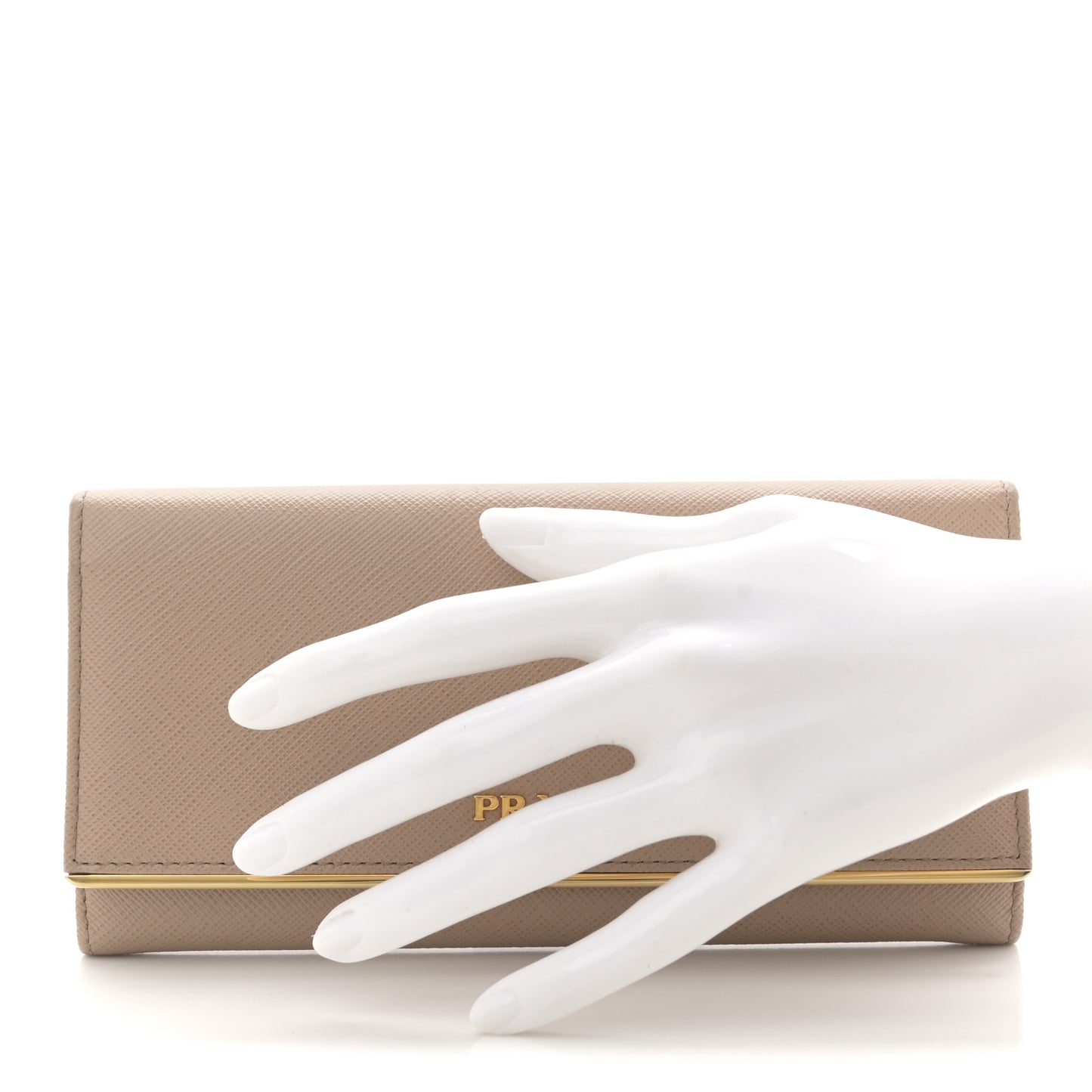 Saffiano Metal Bar Continental Flap Wallet Cammeo