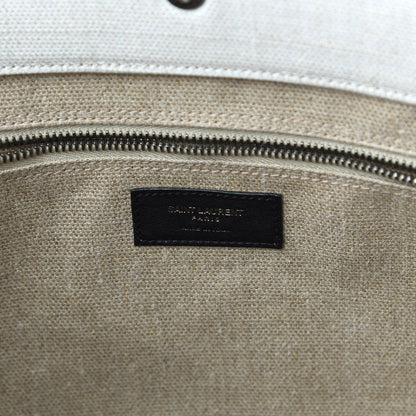 Saint Laurent Linen Calfskin Rive Gauche Tote Optic White 8 of 9