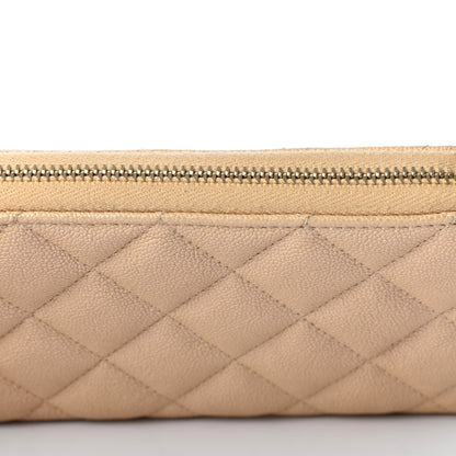 Chanel Iridescent Caviar Quilted Medium Zip Around Wallet Beige 8 of 11
