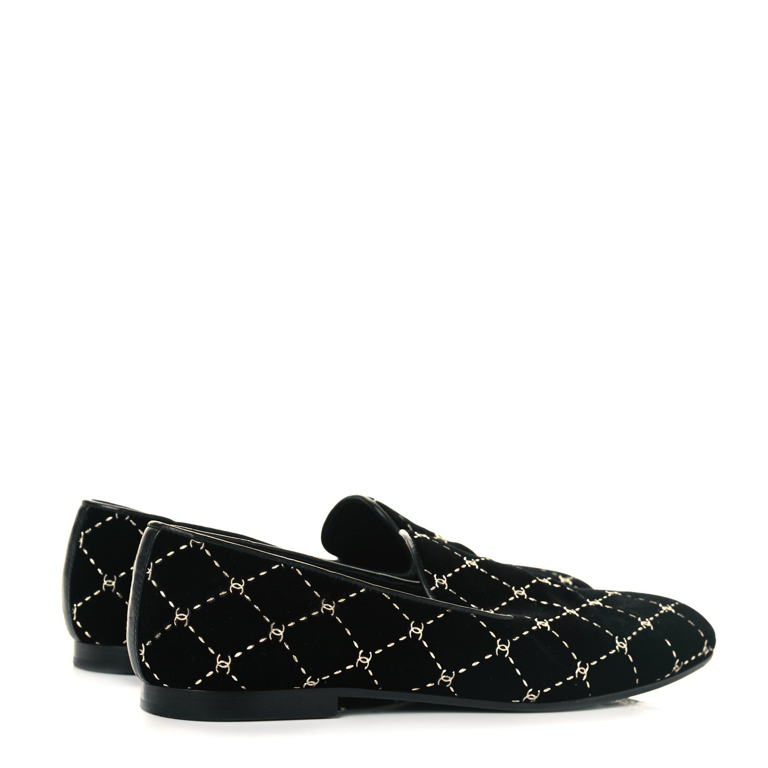 Chanel Velvet Mocassin Loafers 36.5 Black 4 of 9