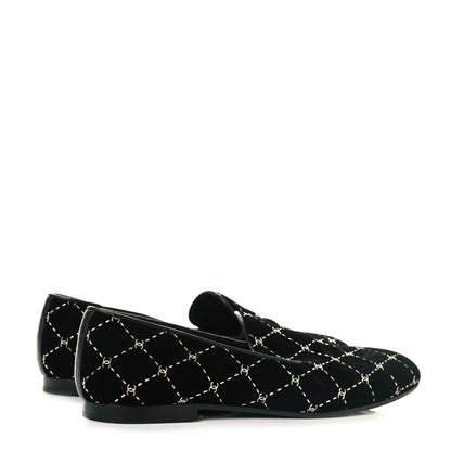 Chanel Velvet Mocassin Loafers 36.5 Black 4 of 9