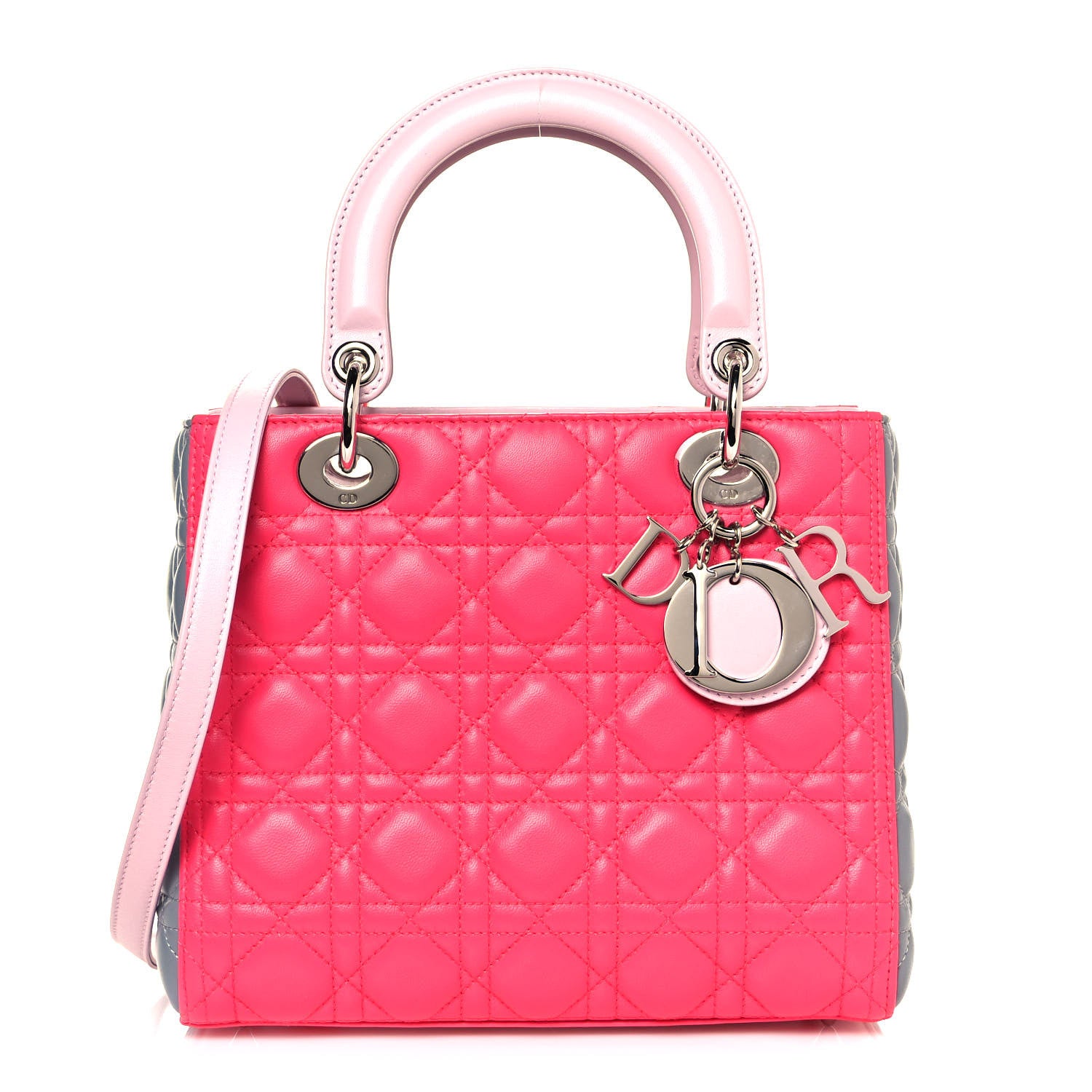 Christian Dior Lambskin Cannage Medium Tri-Color Lady Dior Fuchsia 1 of 13