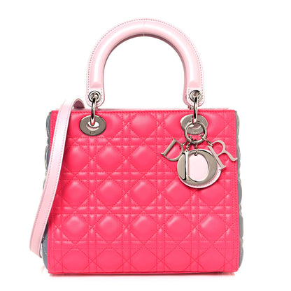 Christian Dior Lambskin Cannage Medium Tri-Color Lady Dior Fuchsia 1 of 13