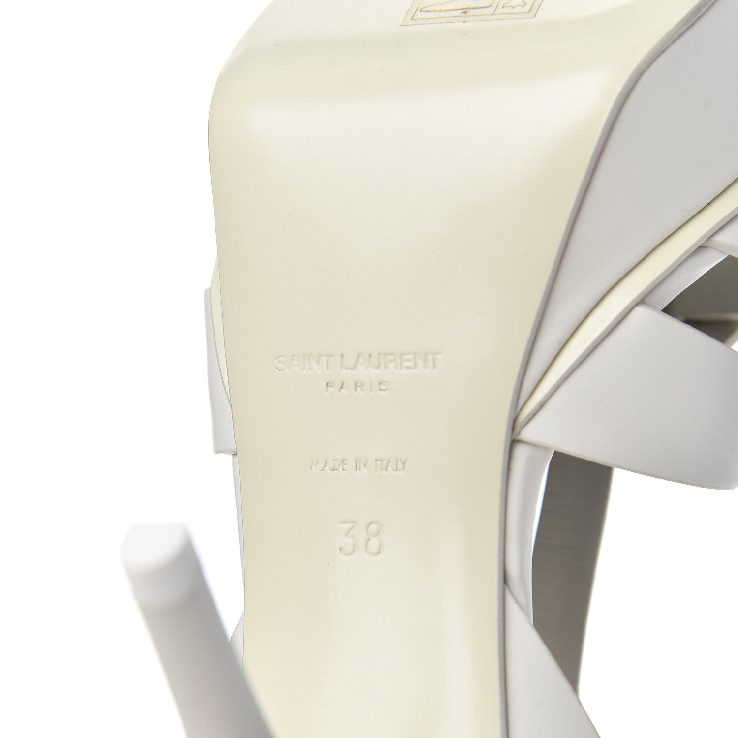 Saint Laurent Calfskin Tribute 75 Platform Sandals 38 White 7 of 10