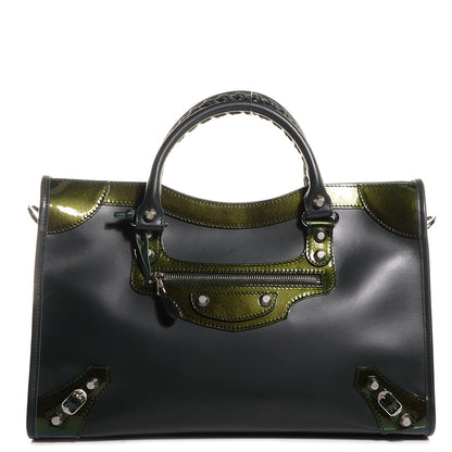 Balenciaga Smooth Calfskin Metallic Patent Giant 12 Silver Hardware City Vert Poker Fonce 1 of 10