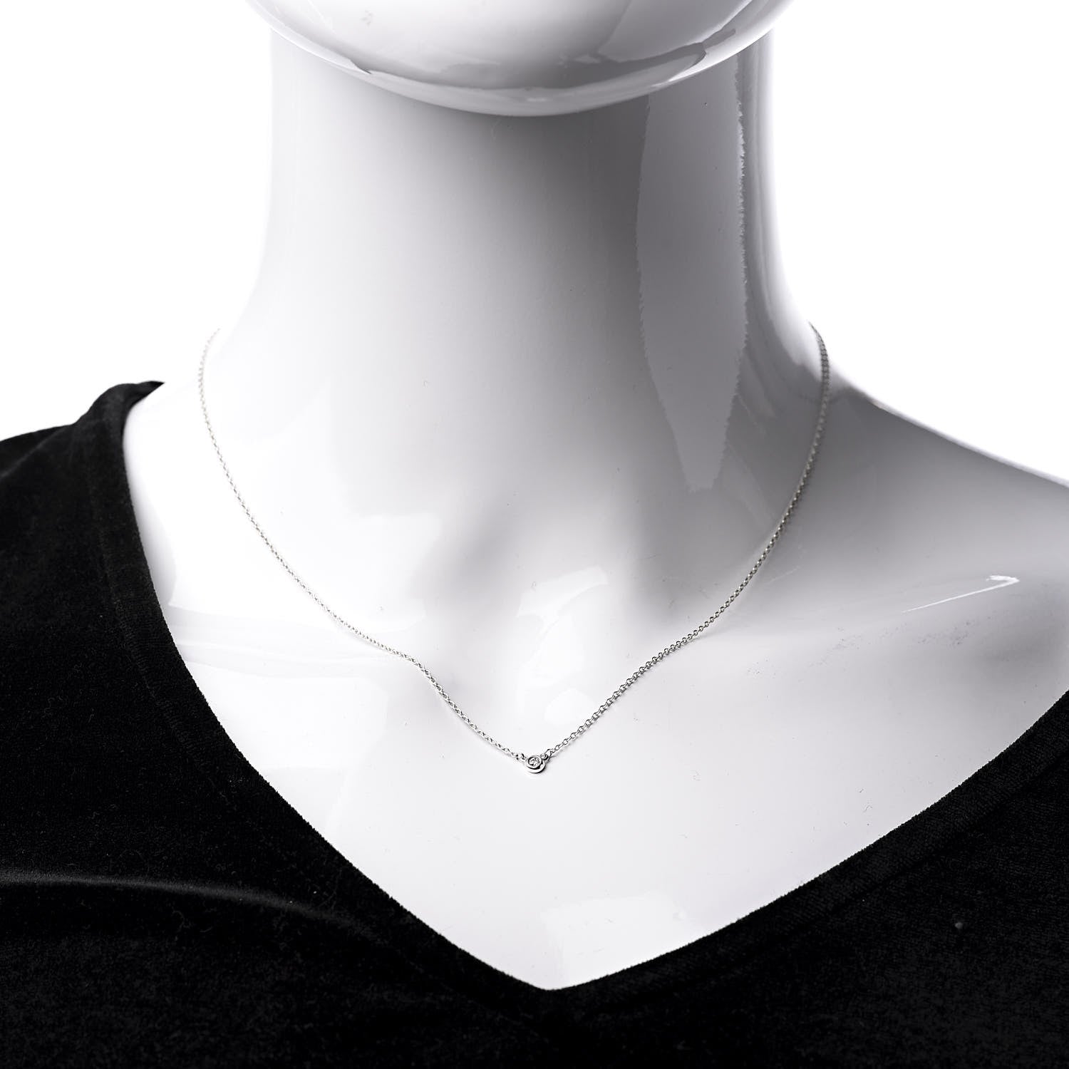 Tiffany Sterling Silver Diamond .03ct Elsa Peretti Diamonds by the Yard Pendant Necklace 2 of 6