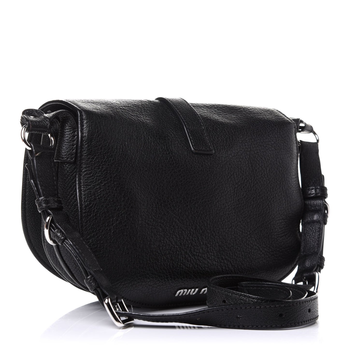 Goatskin Madras Flap Shoulder Bag Black