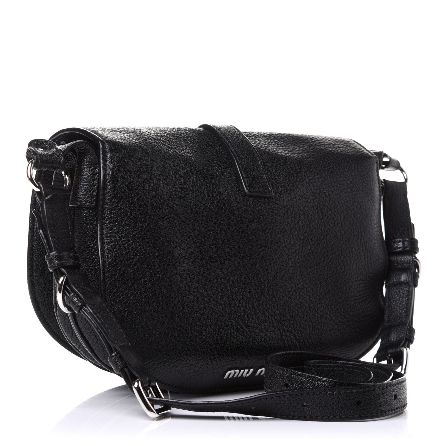Miu Miu Goatskin Madras Flap Shoulder Bag Black 2 of 10