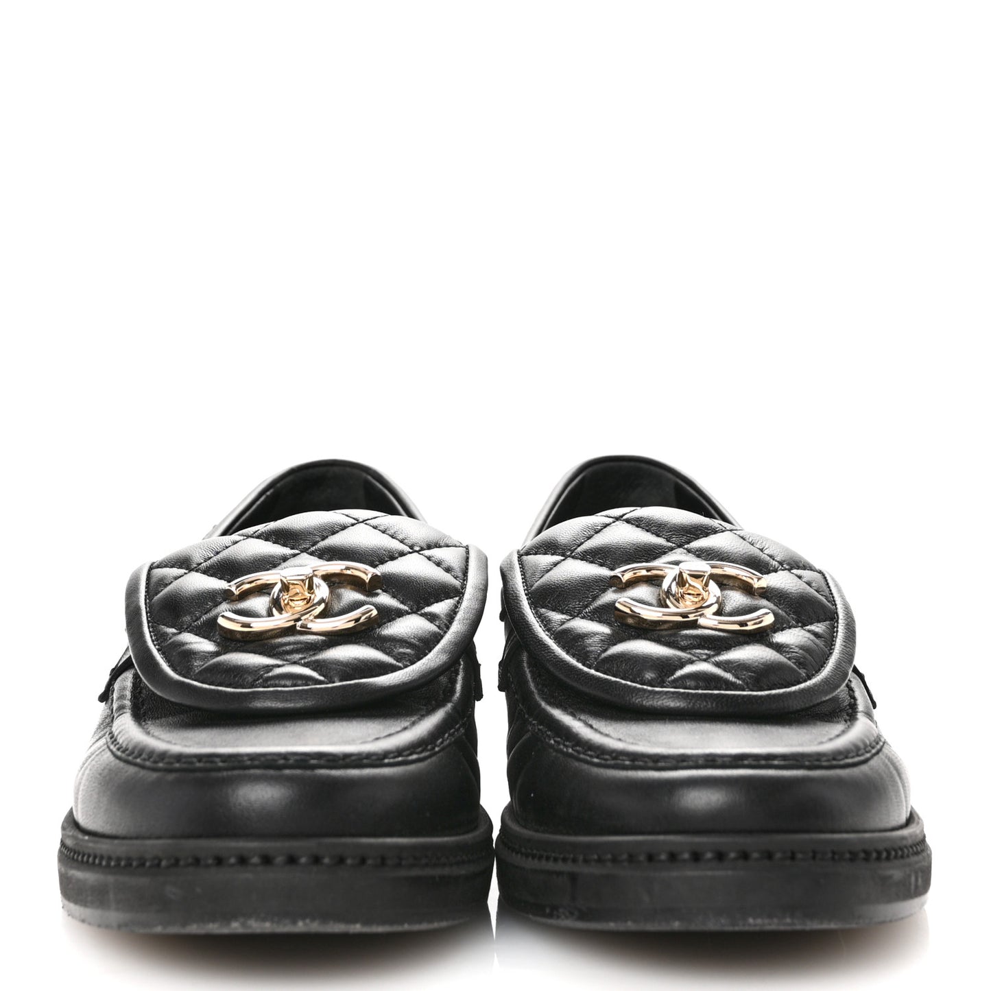 Lambskin Quilted CC Turnlock Loafers 37 Black
