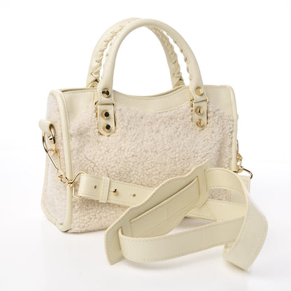 Balenciaga Shearling Nappa Gold Metallic Edge Hardware Mini City Cream 2 of 8