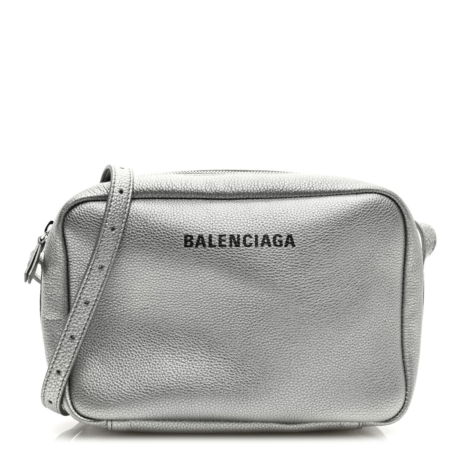 Balenciaga Metallic Grained Calfskin Logo M Everyday Camera Bag Silver 1 of 8