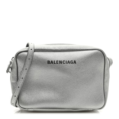 Balenciaga Metallic Grained Calfskin Logo M Everyday Camera Bag Silver 1 of 8
