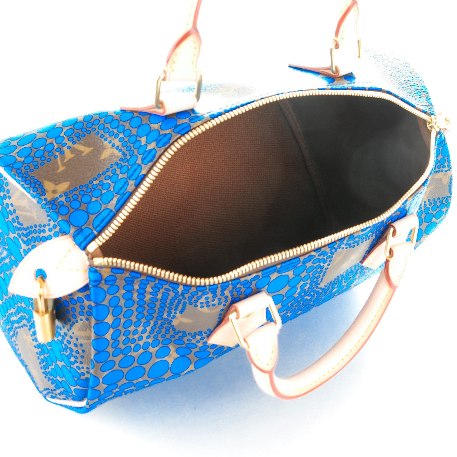 Louis Vuitton Monogram Kusama Town Speedy 30 Blue 5 of 7