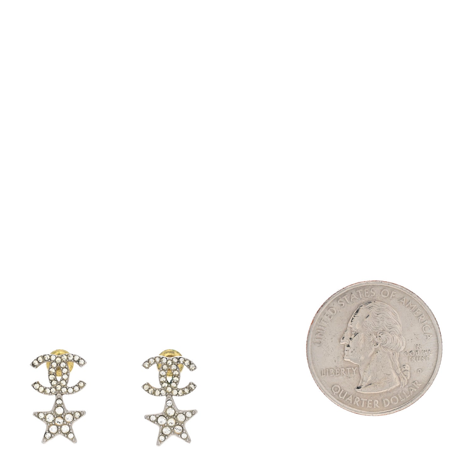Chanel Crystal Starfall Drop CC Earrings Silver 2 of 7