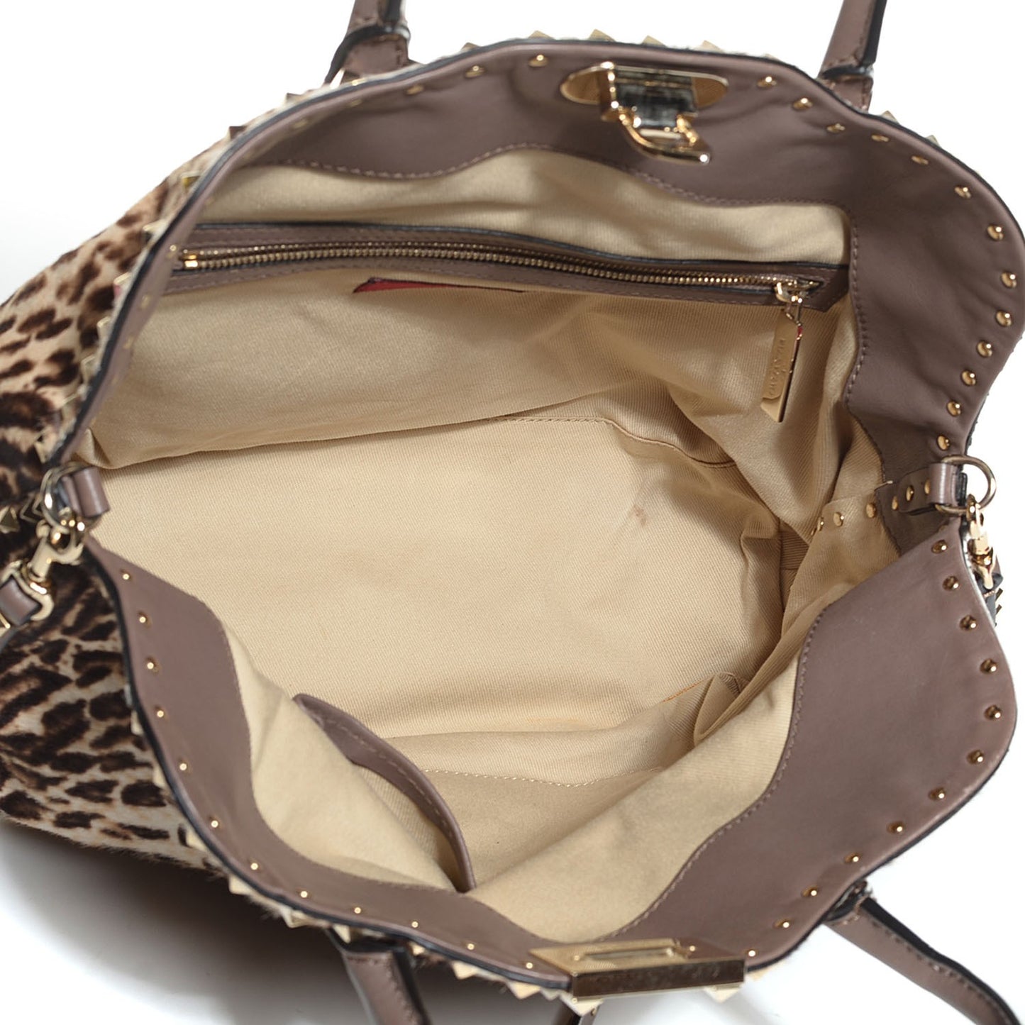 Calf Hair Cavallino Animal Rockstud Dome Satchel Leopard