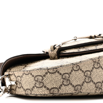 Gucci GG Supreme Monogram Small Horsebit 1955 Asymmetric Shoulder Bag Beige Ebony 9 of 11