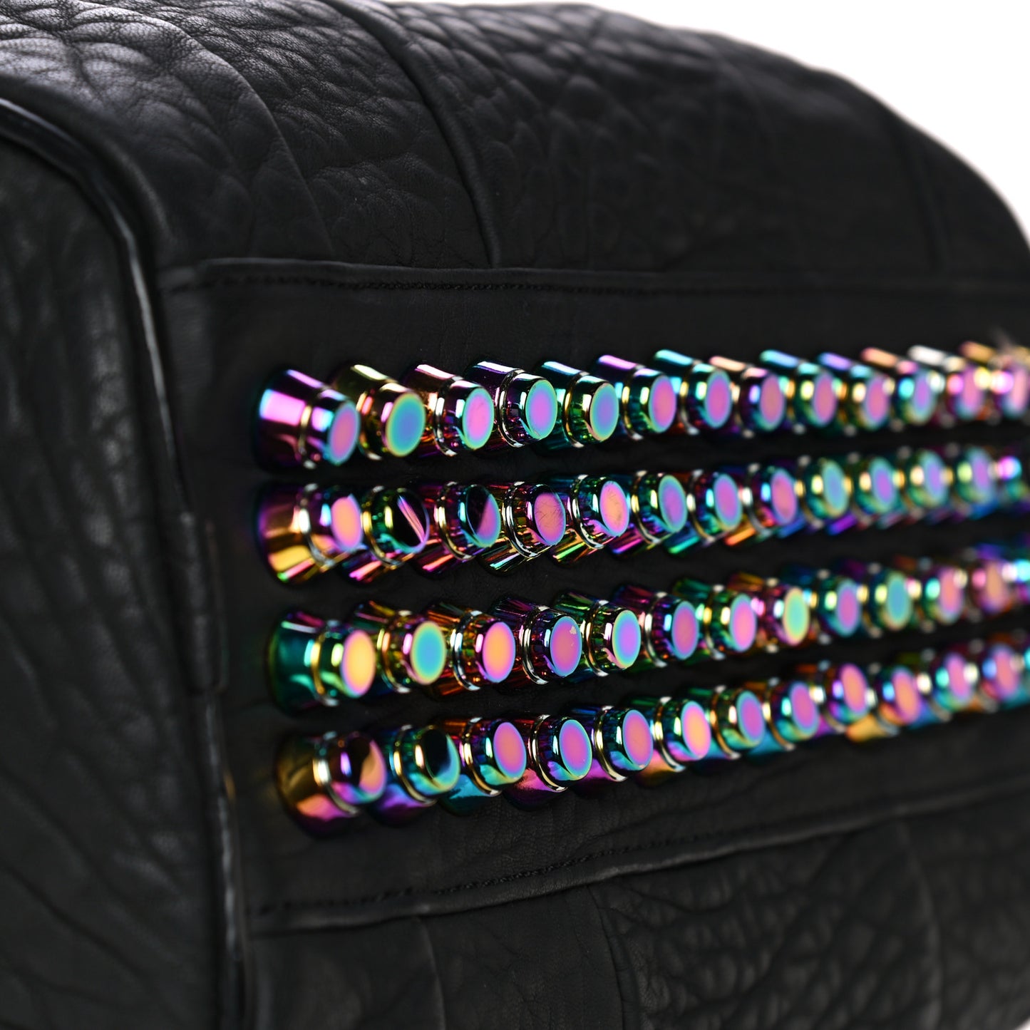 Pebbled Lambskin Rockie Black Iridescent Hardware