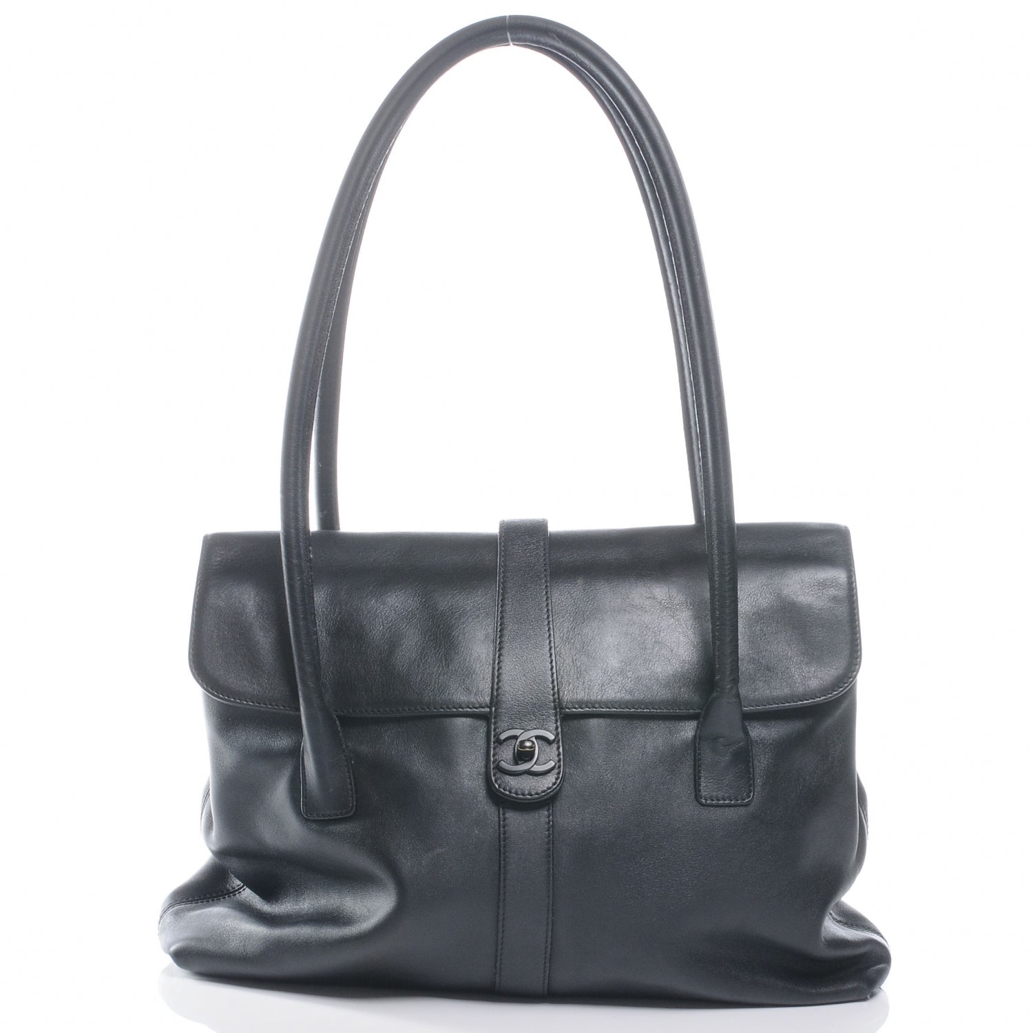 Chanel Calfskin Flap Shoulder Bag Black 1 of 8