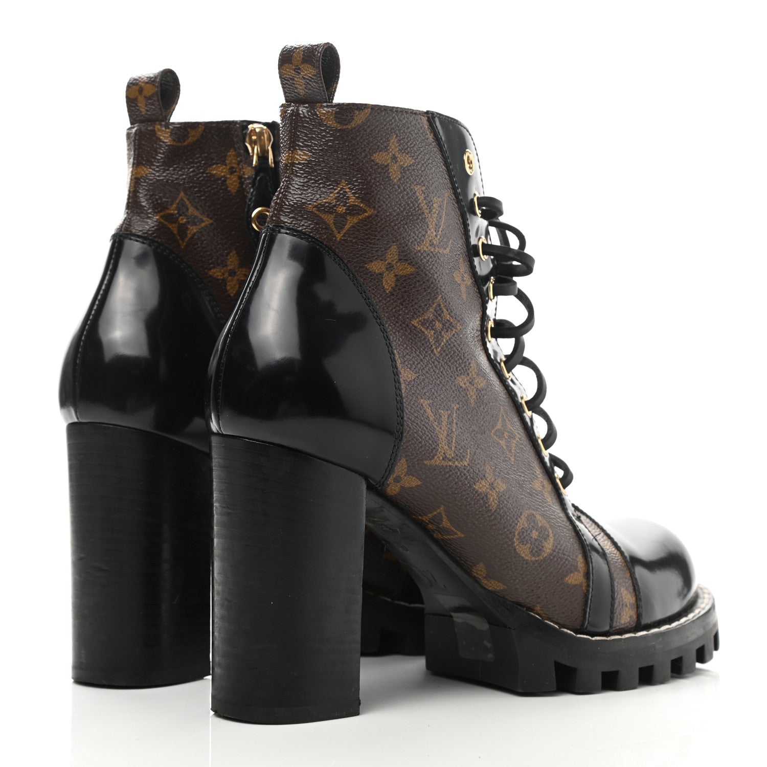 Louis Vuitton Patent Calfskin Monogram Star Trail Ankle Boots 40 Black 4 of 16
