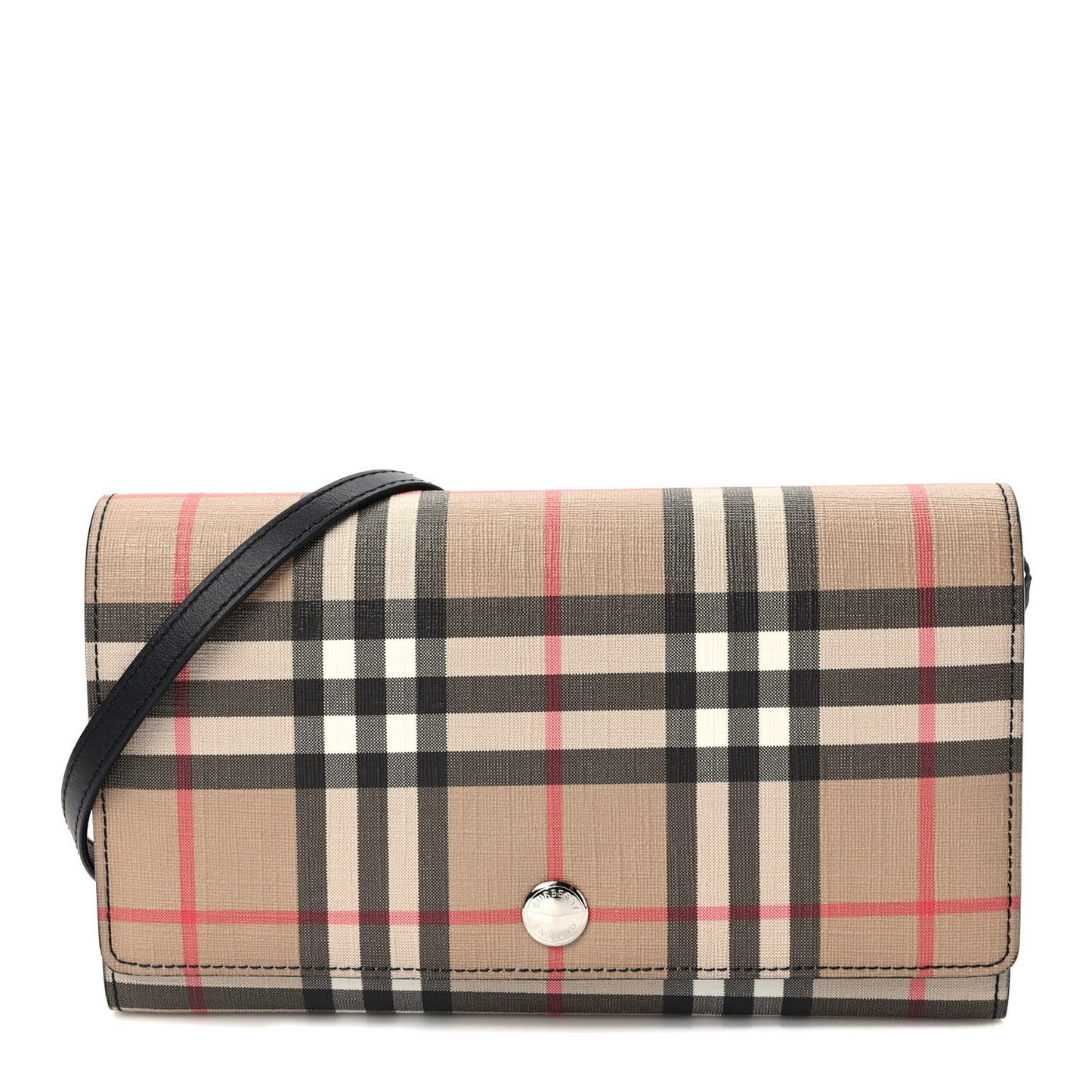 E-Canvas Vintage Check Wallet with Detachable Strap Black