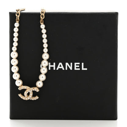 Chanel Pearl Crystal Chain CC Necklace Gold Gold 5 of 5