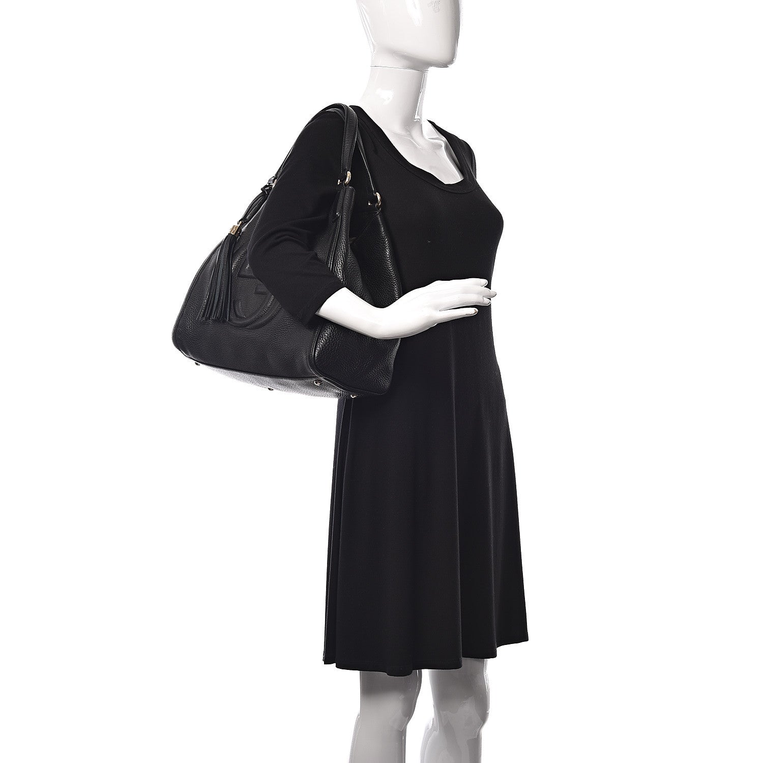 Gucci Pebbled Calfskin Medium Soho Shoulder Bag Black 2 of 12