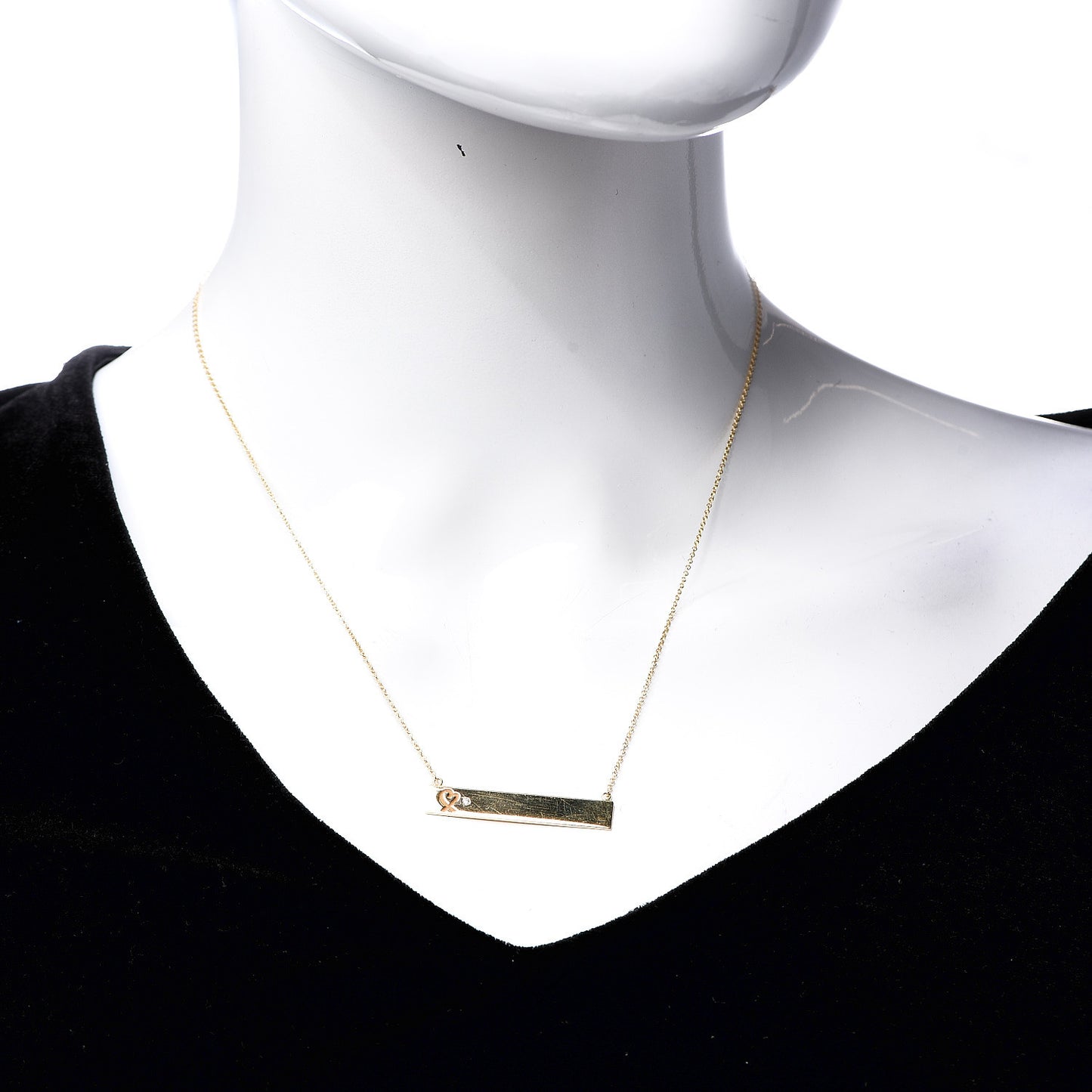 18K Yellow Gold Diamond Paloma Picasso Loving Heart Bar Pendant Necklace