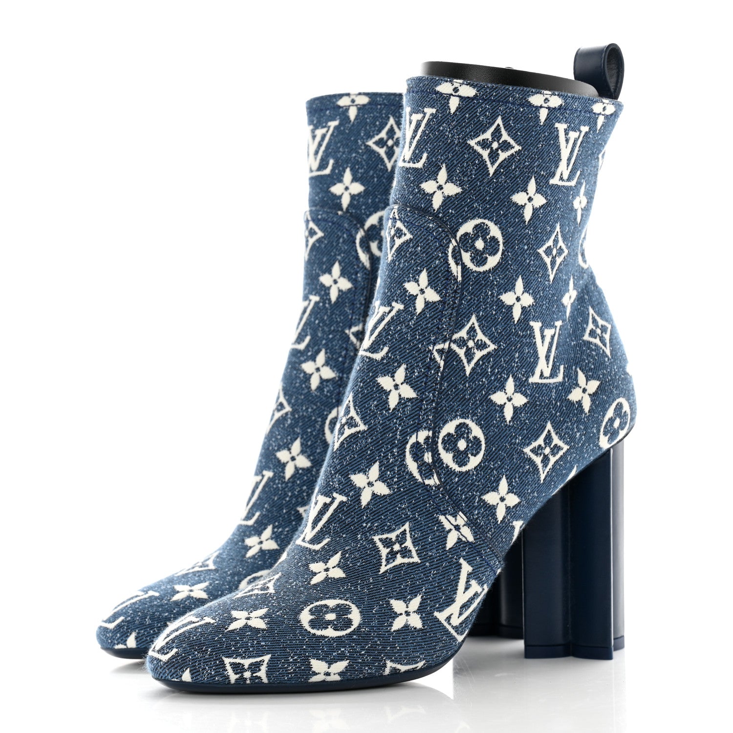 Louis Vuitton Denim Monogram Silhouette Ankle Boots 39 Navy Blue 3 of 10