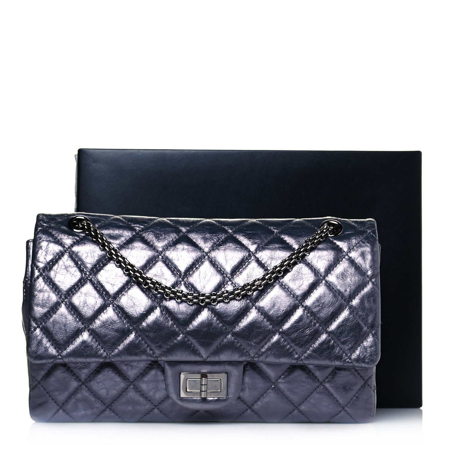 Chanel Metallic Aged Calfskin Quilted 2.55 Reissue 226 Flap Blue 11 of 11