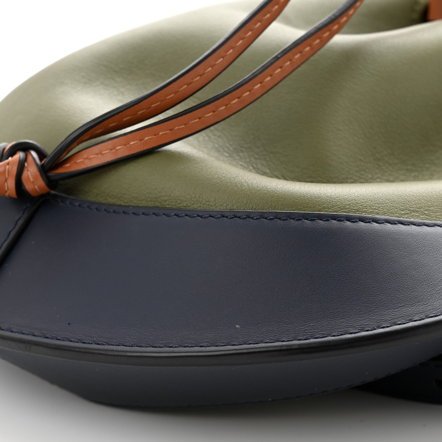 Loewe Nappa Colorblock Horseshoe Bag Avocado Midnight Blue Tan 9 of 14