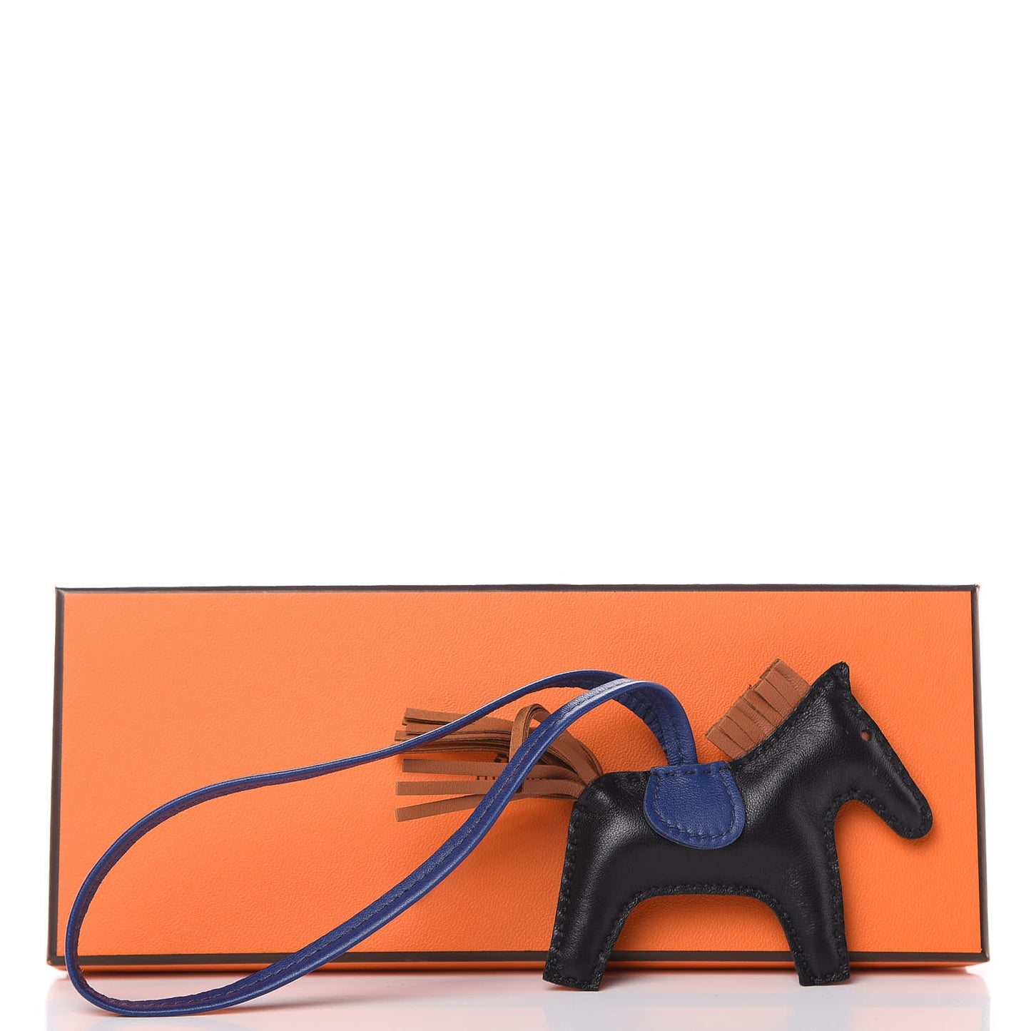 Milo Lambskin Grigri Rodeo Horse Bag Charm PM Black Bleu Saphir Gold