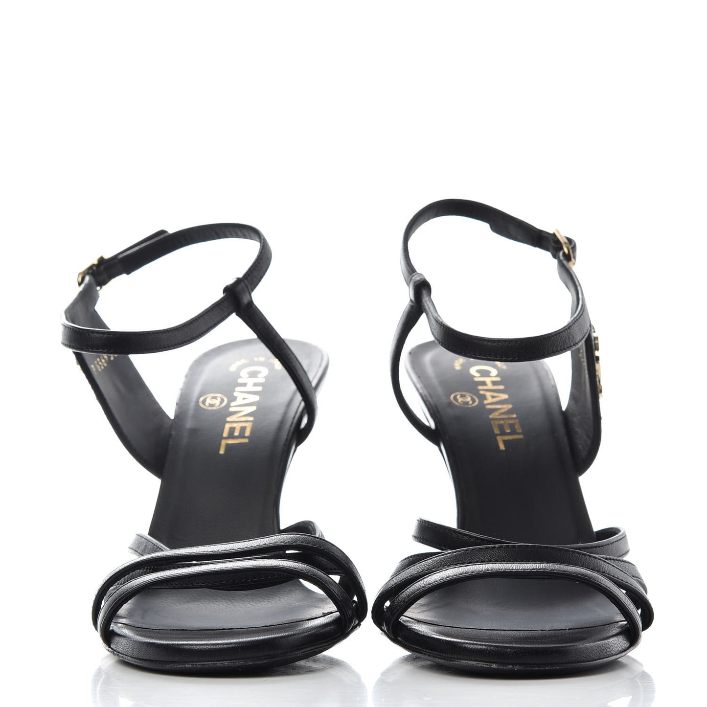 Lambskin CC Sandals 38 Black