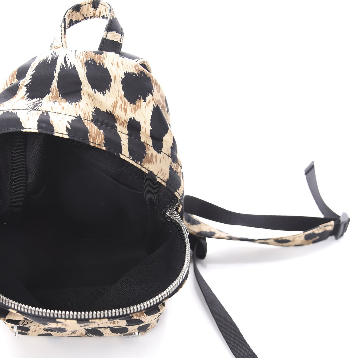Nylon Leopard Printed Soft XXS Backpack Beige
