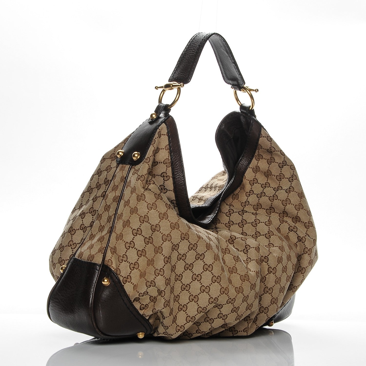Gucci Monogram Large Jockey Hobo Dark Brown 3 of 7
