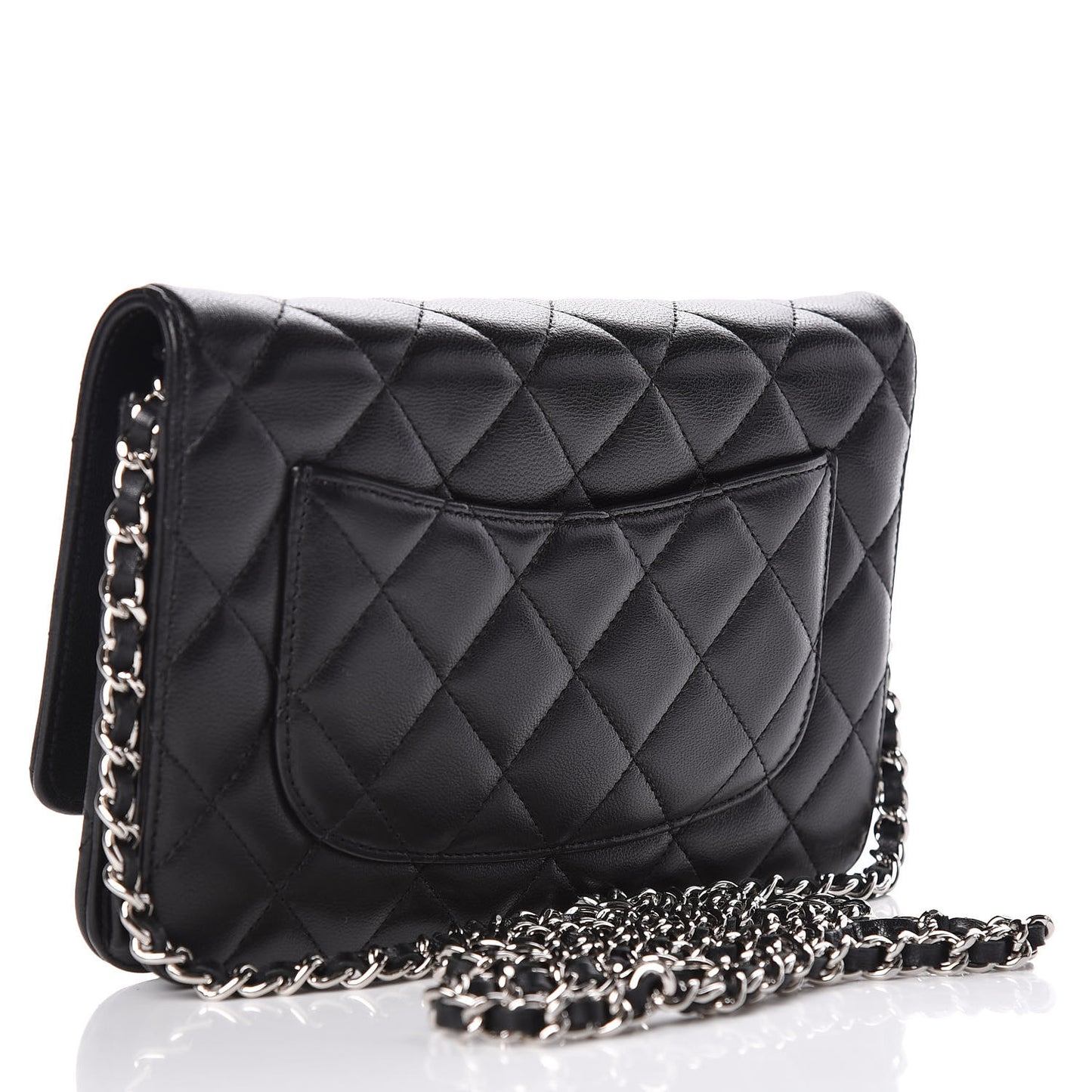 Lambskin Quilted Wallet On Chain WOC Black