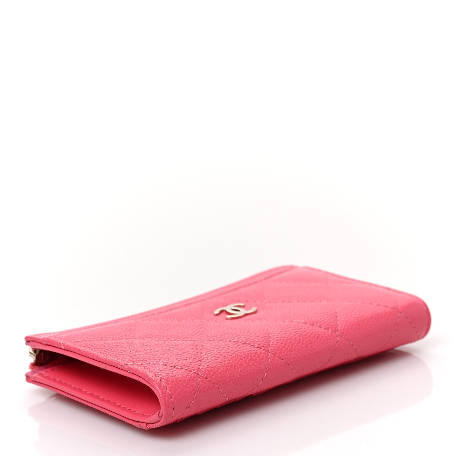 Chanel Caviar Quilted CC Zip Around Card Holder Rose 4 of 8
