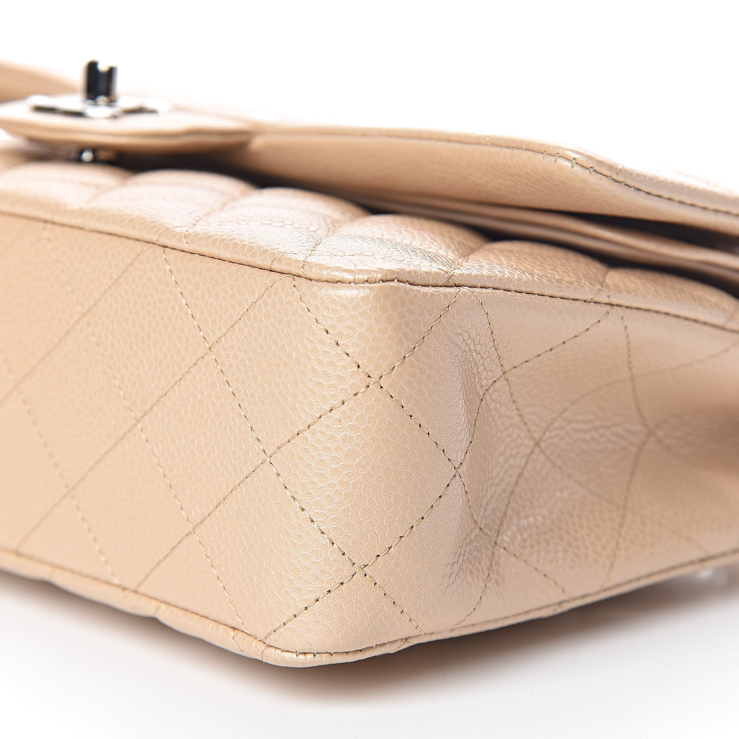 Chanel Pearly Caviar Quilted Medium Double Flap Light Beige 9 of 10