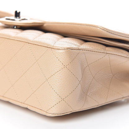 Chanel Pearly Caviar Quilted Medium Double Flap Light Beige 9 of 10