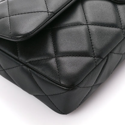 Chanel Lambskin Quilted Pearl CC Flap Clutch Black 10 of 12