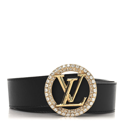 Louis Vuitton Calfskin Crystal 35MM LV Circle Tresor Belt 80 32 Black 1 of 6
