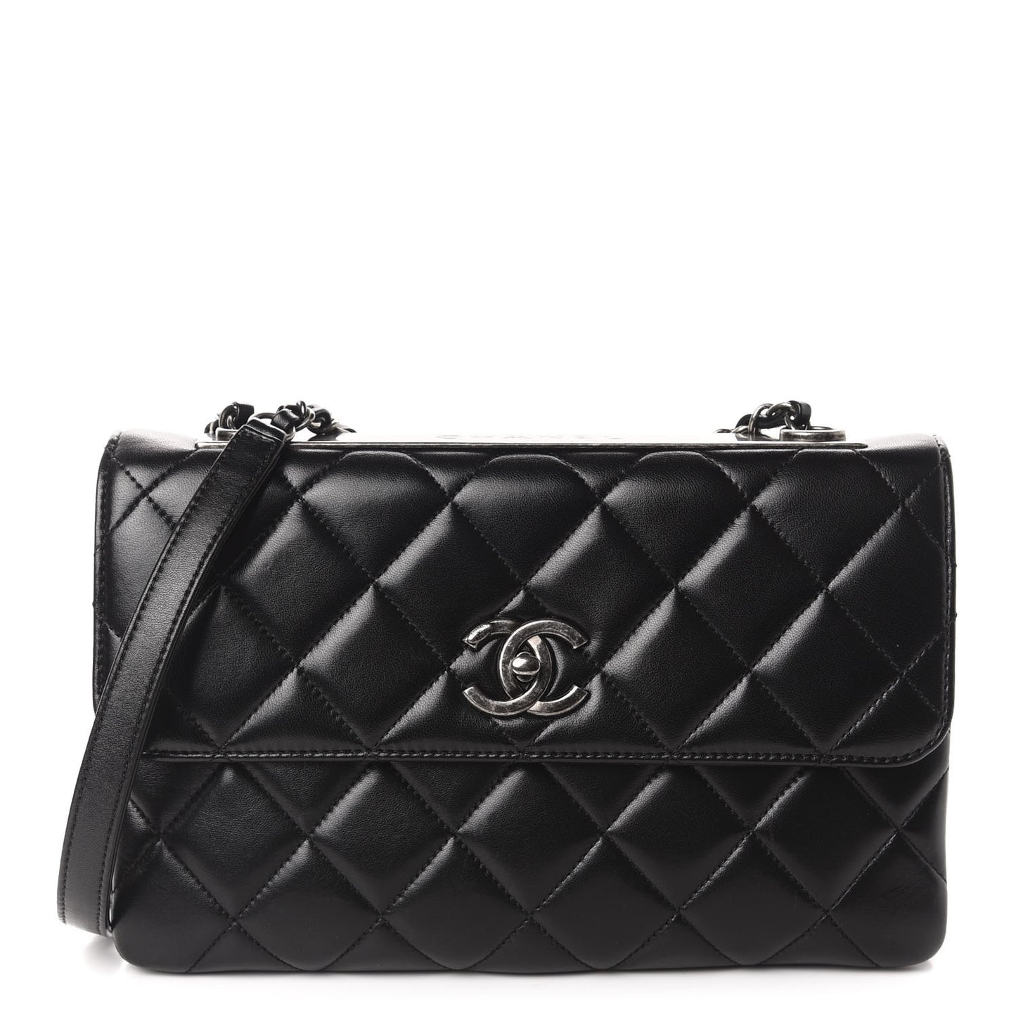 Lambskin Quilted Medium Trendy CC Flap Black