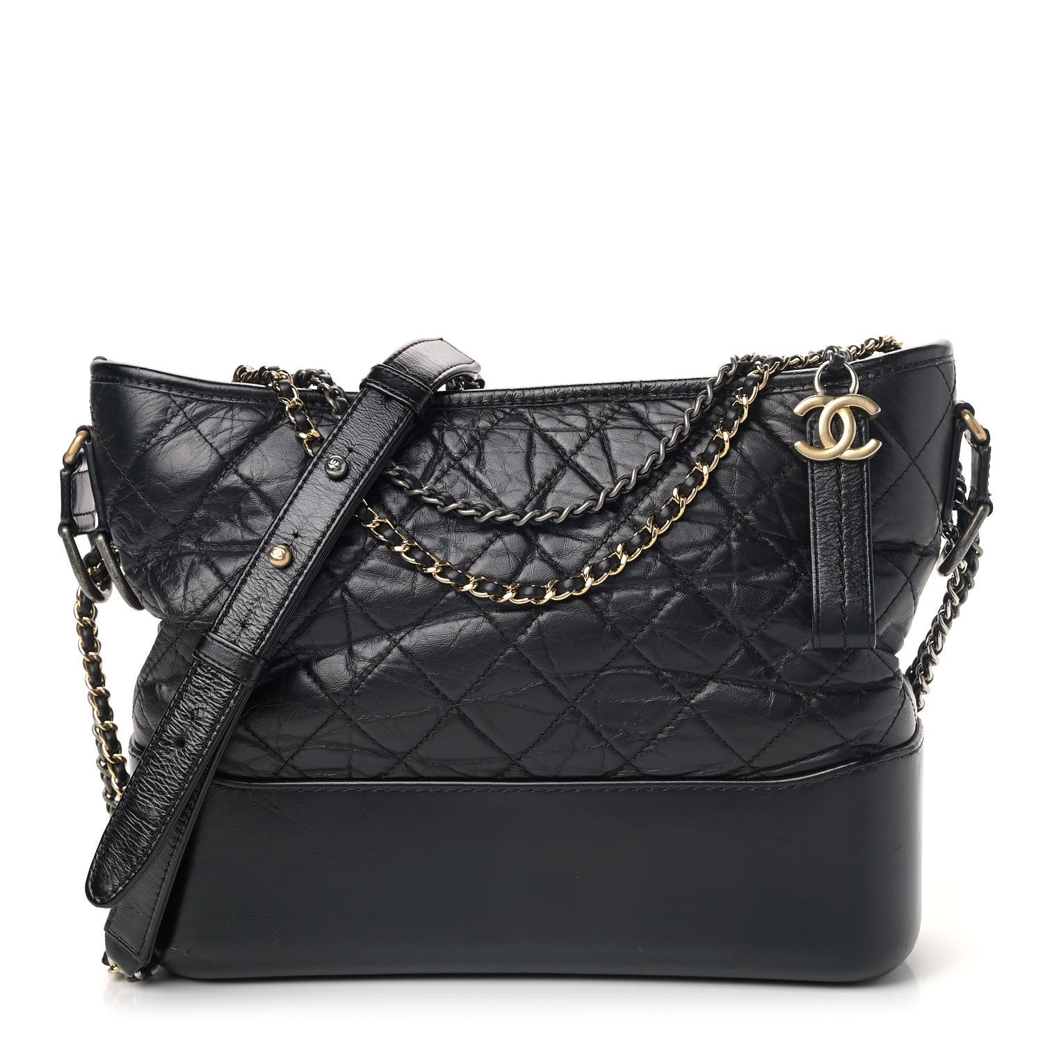 Chanel Aged Calfskin Quilted Medium Gabrielle Hobo Black 1 of 10