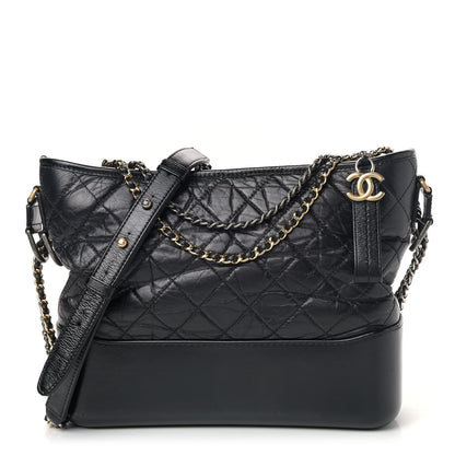 Chanel Aged Calfskin Quilted Medium Gabrielle Hobo Black 1 of 10