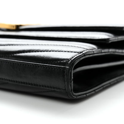 Saint Laurent Lambskin Matelasse Chevron Monogram Sulpice Chain Wallet Black 9 of 13