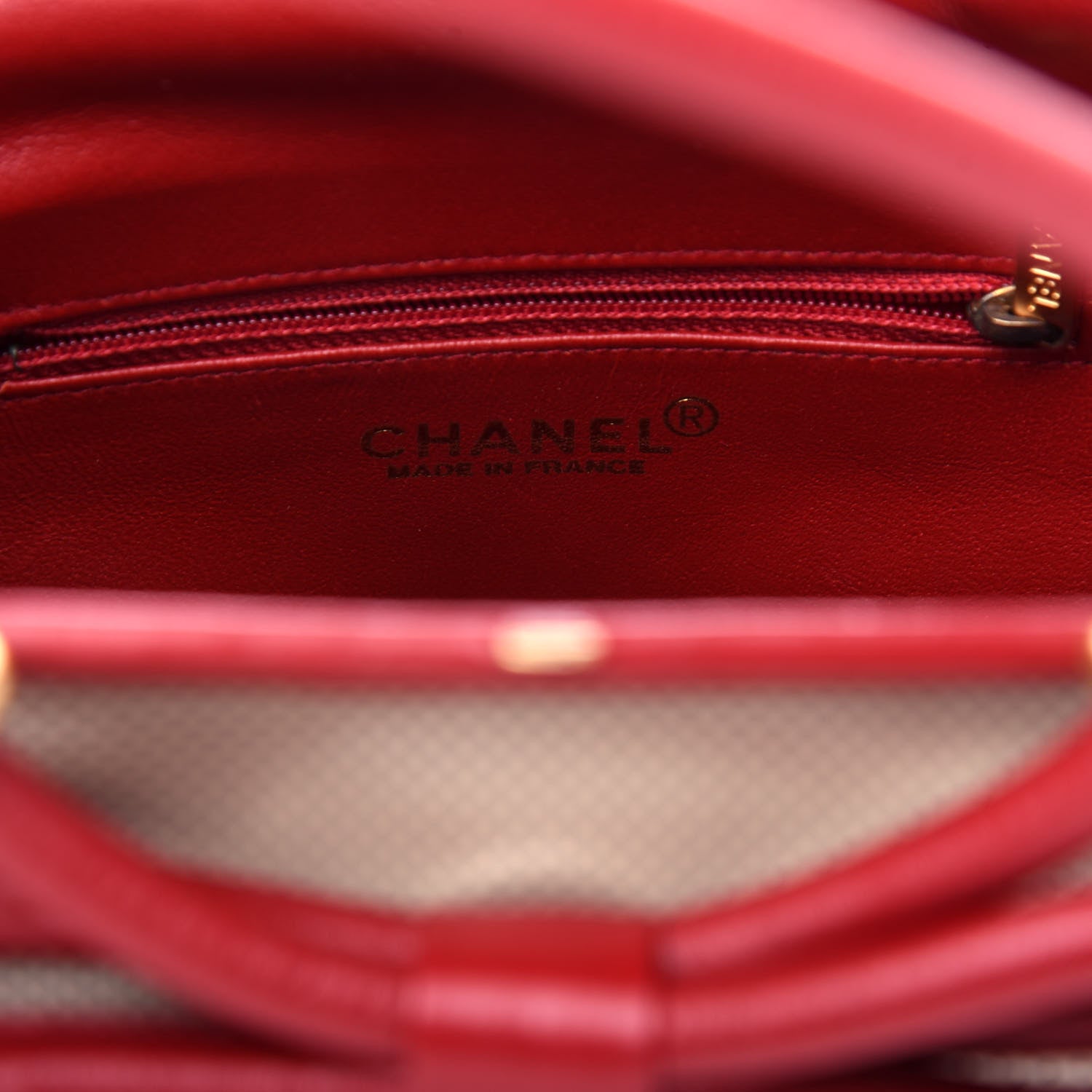 Chanel Perforated Lambskin Kiss Lock Light Beige Red 6 of 12
