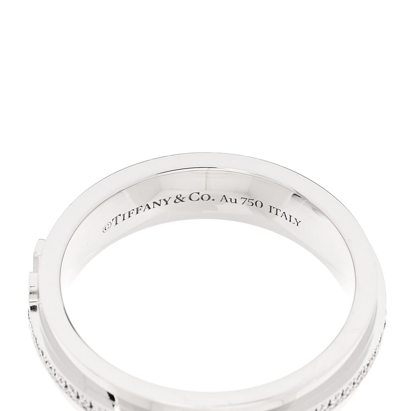18K White Gold Diamond Narrow T Two Ring 49 5